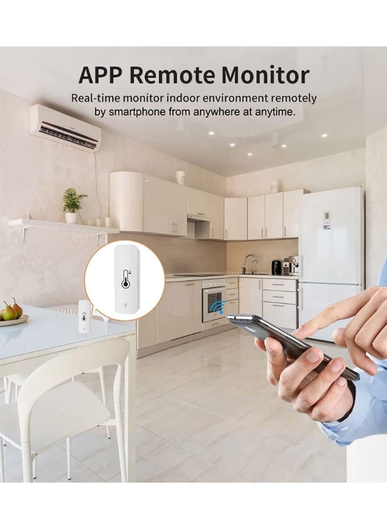 UanTii Smart Temperature Humidity Sensor Tuya Smart WIFI Indoor Hygrometer Works with Smart Life App and Amazon Alexa Google Home Voice Control - Image 4